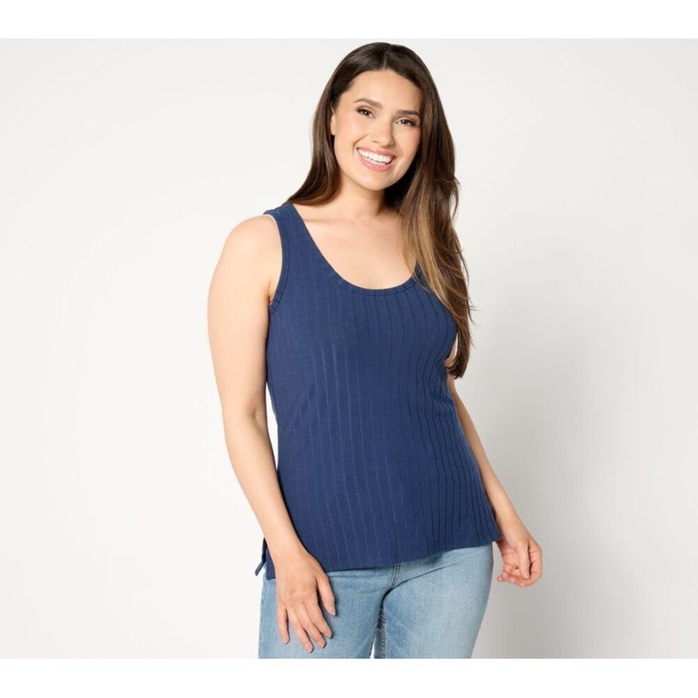 Sorbus Women's Top Sz M Wide Rib Scoop Neck Tank Blue